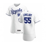 Men's Nike Kansas City Royals #55 Richard Lovelady White Home 2020 Authentic Player Baseball Jersey