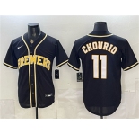 Men's Milwaukee Brewers #11 Jackson Chourio 2026 Fashion Replica Black Out Stitched Baseball Jersey