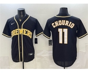 Men's Milwaukee Brewers #11 Jackson Chourio 2026 Fashion Replica Black Out Stitched Baseball Jersey