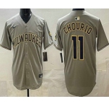 Men's Milwaukee Brewers #11 Jackson Chourio Gray Limited Jersey