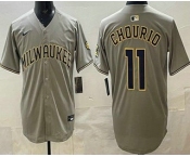Men's Milwaukee Brewers #11 Jackson Chourio Gray Limited Jersey