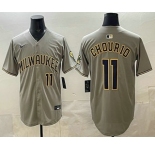 Men's Milwaukee Brewers #11 Jackson Chourio Grey Limited Jersey