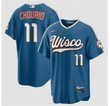 Men's Milwaukee Brewers #11 Jackson Chourio Mineral Blue 2026 City Connect Stadium Stitched Stitched Baseball Jersey