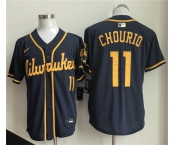 Men's Milwaukee Brewers #11 Jackson Chourio Navy 2025 Cool Base Stitched Baseball Jersey