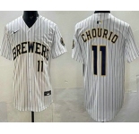 Men's Milwaukee Brewers #11 Jackson Chourio White Limited Jersey