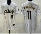 Men's Milwaukee Brewers #11 Jackson Chourio White Limited Jersey
