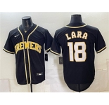 Men's Milwaukee Brewers #18 Luis Lara 2026 Fashion Replica Black Out Stitched Baseball Jersey