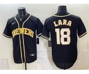 Men's Milwaukee Brewers #18 Luis Lara 2026 Fashion Replica Black Out Stitched Baseball Jersey