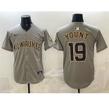 Men's Milwaukee Brewers #19 Robin Yount Grey Home Limited Stitched Jersey