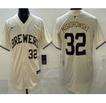 Men's Milwaukee Brewers #32 Jacob Misiorowski Cream Limited Jersey