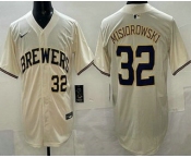 Men's Milwaukee Brewers #32 Jacob Misiorowski Cream Limited Jersey