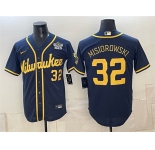 Men's Milwaukee Brewers #32 Jacob Misiorowski Navy 2026 NLCS Patch Stitched Baseball Jersey