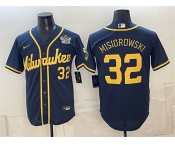 Men's Milwaukee Brewers #32 Jacob Misiorowski Navy 2026 NLCS Patch Stitched Baseball Jersey
