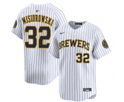 Men's Milwaukee Brewers #32 Jacob Misiorowski White Alternate Limited Stitched Baseball Jersey