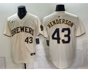 Men's Milwaukee Brewers #43 Logan Henderson Cream Stitched Baseball Jersey
