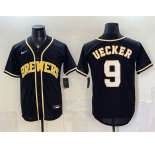 Men's Milwaukee Brewers #9 Bob Uecker 2026 Fashion Replica Black Out Stitched Baseball Jersey