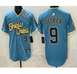 Men's Milwaukee Brewers #9 Bob Uecker Blue City Connect Limited Jersey