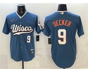 Men's Milwaukee Brewers #9 Bob Uecker Mineral Blue 2026 City Connect Stadium Stitched Baseball Jersey