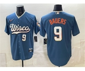 Men's Milwaukee Brewers #9 Jake Bauers Mineral Blue 2026 City Connect Stadium Stitched Baseball Jersey