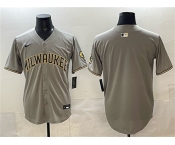 Men's Milwaukee Brewers Blank Gray Home Limited Stitched Jersey