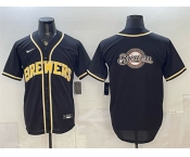 Men's Milwaukee Brewers Team Big Logo 2026 Fashion Replica Black Out Stitched Baseball Jersey