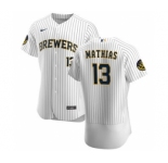 Men's Nike Milwaukee Brewers #13 Mark Mathias White Home 2020 Authentic Player Baseball Jersey