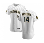 Men's Nike Milwaukee Brewers #14 Jace Peterson White Home 2020 Authentic Player Baseball Jersey