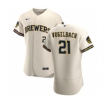Men's Nike Milwaukee Brewers #21 Daniel Vogelbach Cream Home 2020 Authentic Player Baseball Jersey