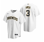 Men's Nike Milwaukee Brewers #3 Orlando Arcia White Alternate Stitched Baseball Jersey