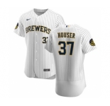 Men's Nike Milwaukee Brewers #37 Adrian Houser White Home 2020 Authentic Player Baseball Jersey