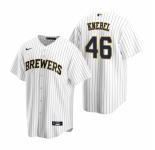 Men's Nike Milwaukee Brewers #46 Corey Knebel White Alternate Stitched Baseball Jersey