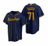 Men's Nike Milwaukee Brewers #71 Josh Hader Navy Alternate Stitched Baseball Jersey
