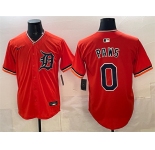 Men's Detroit Tigers #0 Paws Orange Limited Stitched Baseball Jersey