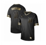 Men's Detroit Tigers #11 Sparky Anderson Authentic Black Gold Fashion Baseball Jersey