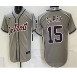 Men's Detroit Tigers #15 Max Clark Grey Cool Base Jersey