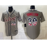 Men's Detroit Tigers #20 Spencer Torkelson Gray 2026 USA 250 Fourth of July Stitched Baseball Jersey