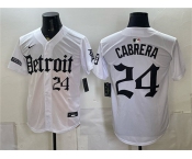 Men's Detroit Tigers #24 Miguel Cabrera 2026 White 'Motor Gothic Edition' Vapor Premier Limited Stitched Baseball Jersey