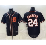 Men's Detroit Tigers #24 Miguel Cabrera Black 2026 Fashion Replica Black Out Stitched Baseball Jersey
