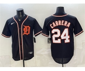 Men's Detroit Tigers #24 Miguel Cabrera Black 2026 Fashion Replica Black Out Stitched Baseball Jersey