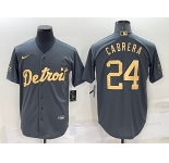 Men's Detroit Tigers #24 Miguel Cabrera Grey 2022 All Star Stitched Cool Base Nike Jersey
