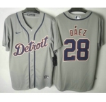 Men's Detroit Tigers #28 Javier Baez Grey Stitched Cool Base Nike Jersey