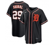 Men's Detroit Tigers #29 Tarik Skubal Black Out Stitched Baseball Jersey