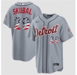 Men's Detroit Tigers #29 Tarik Skubal Grey 2026 USA 250 Fourth of July Stitched Baseball Jersey