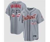 Men's Detroit Tigers #29 Tarik Skubal Grey 2026 USA 250 Fourth of July Stitched Baseball Jersey
