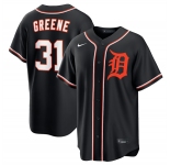 Men's Detroit Tigers #31 Riley Greene Black Out Stitched Baseball Jersey