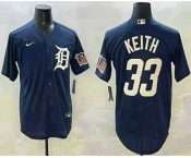 Men's Detroit Tigers #33 Colt Keith Navy With Patch Cool Base Stitched Jersey