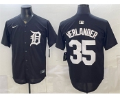 Men's Detroit Tigers #35 Justin Verlander Black Limited Stitched Baseball Jersey