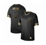 Men's Detroit Tigers #6 Al Kaline Authentic Black Gold Fashion Baseball Jersey