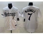 Men's Detroit Tigers #7 Kevin McGonigle 2026 White 'Motor Gothic Edition' Vapor Premier Limited Stitched Baseball Jersey