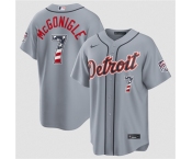 Men's Detroit Tigers #7 Kevin McGonigle Gray 2026 USA 250 Fourth of July Stitched Baseball Jersey